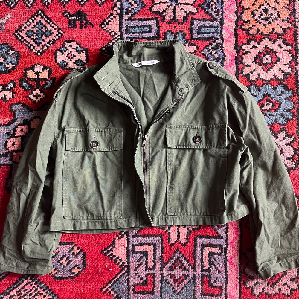 Zara cropped utility jacket